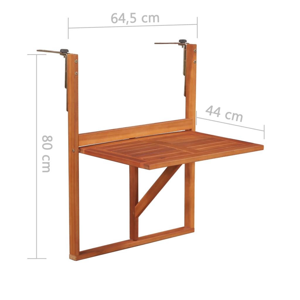 Hängender Balkontisch 64,5x44x80 cm Massivholz Akazie